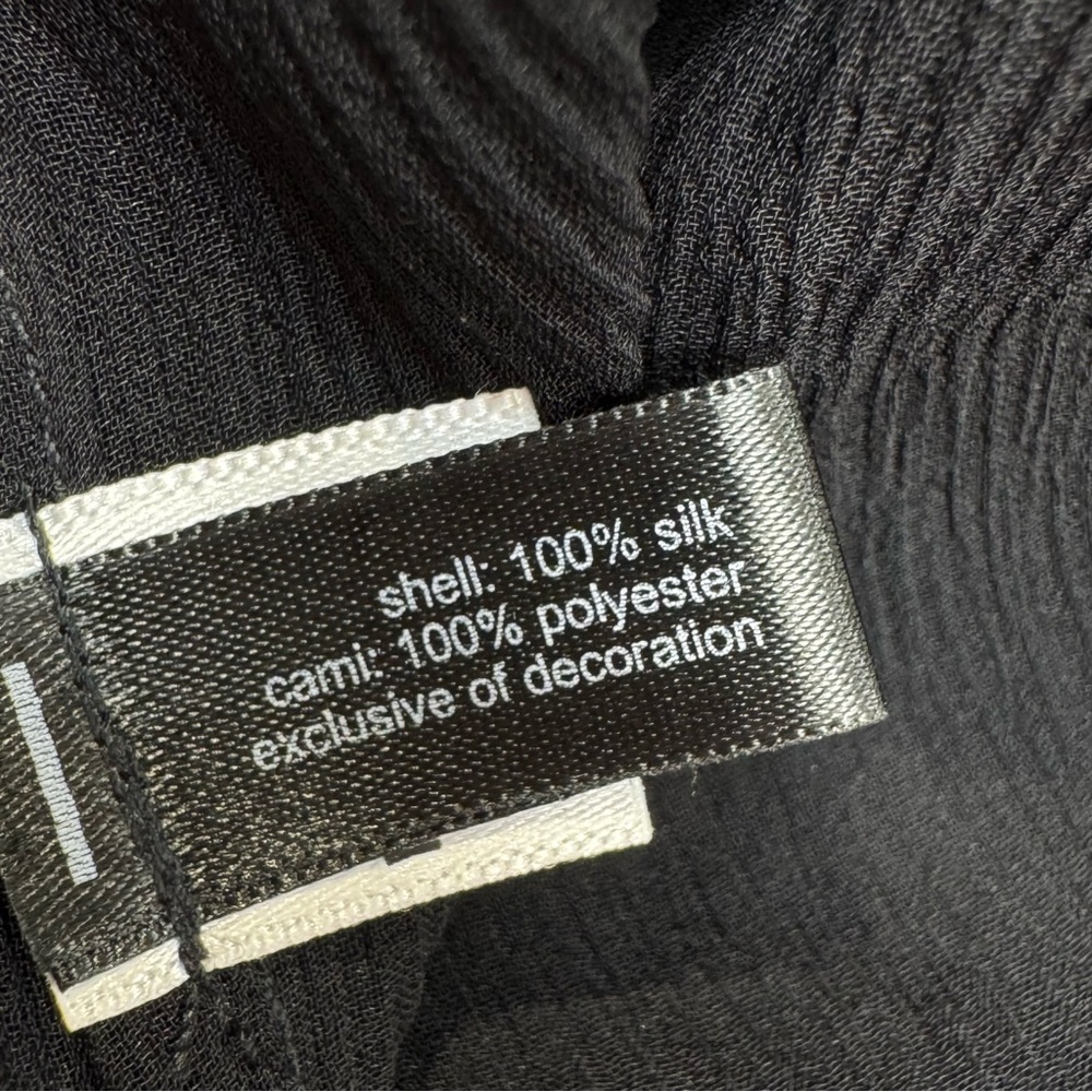 SOLD Black Sheer Silk Short Sleeve Blouse Lace Trim The Limited, Large, Camisole - Picture 5 of 16